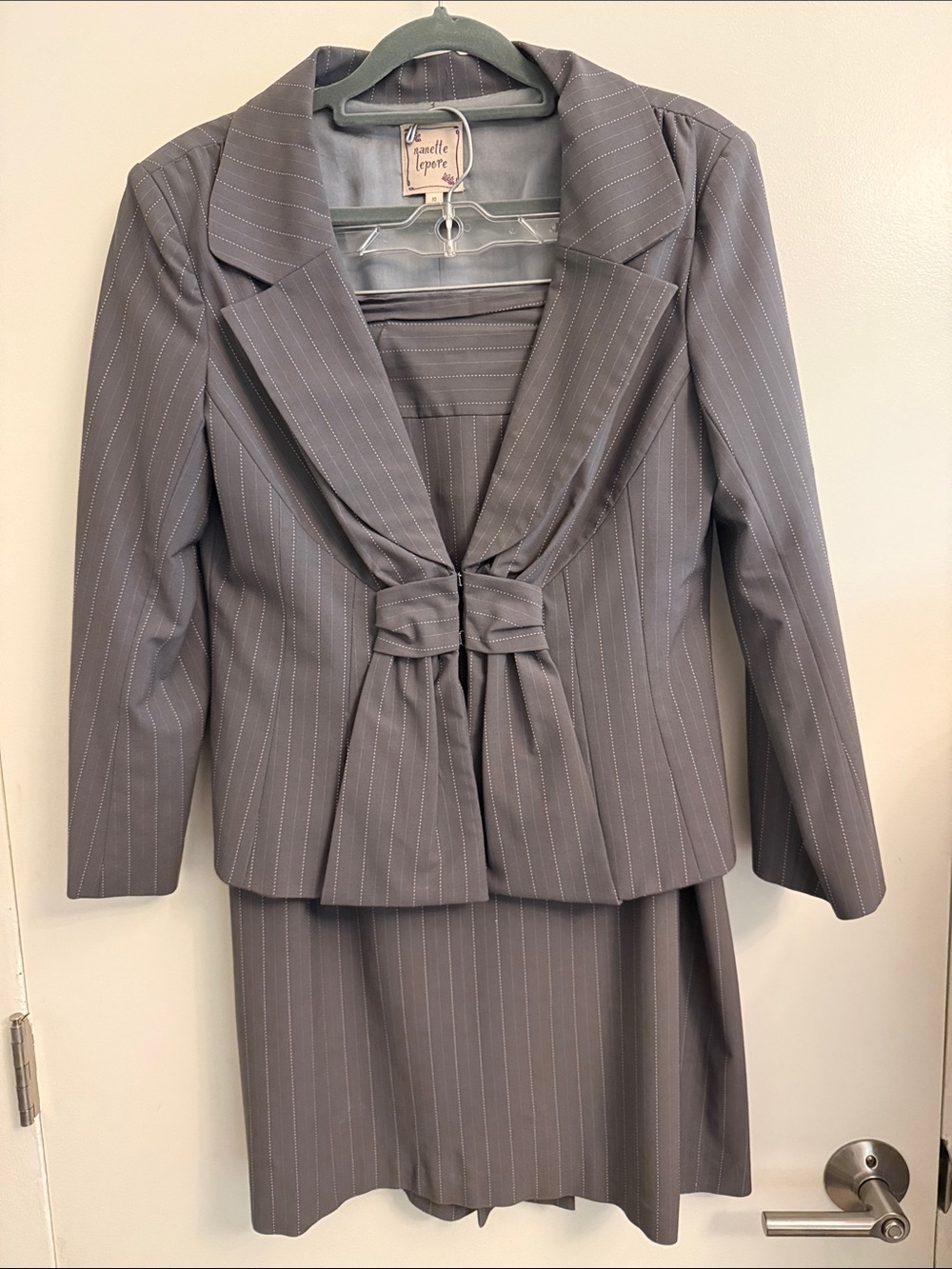 Nanette Lepore Slate Gray Pinstripe Skirt suite
